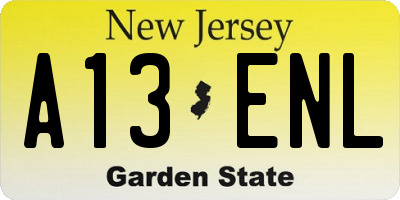 NJ license plate A13ENL