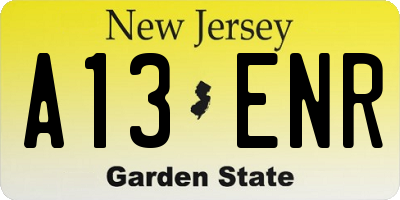 NJ license plate A13ENR