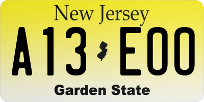 NJ license plate A13EOO