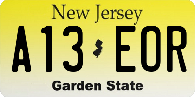 NJ license plate A13EOR