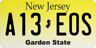 NJ license plate A13EOS