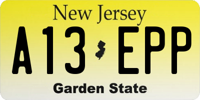 NJ license plate A13EPP