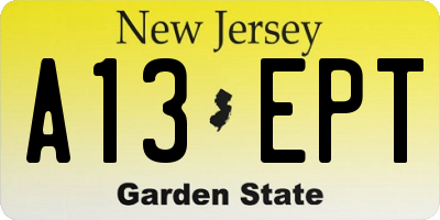 NJ license plate A13EPT