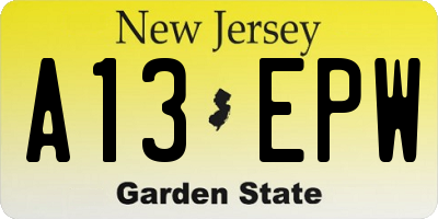 NJ license plate A13EPW
