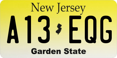 NJ license plate A13EQG