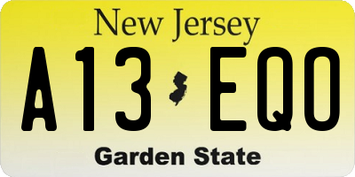 NJ license plate A13EQO