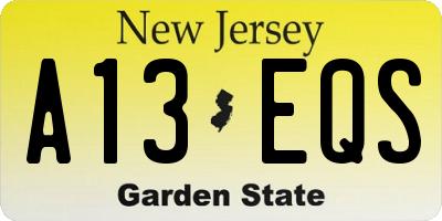 NJ license plate A13EQS