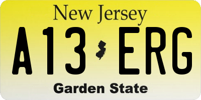 NJ license plate A13ERG
