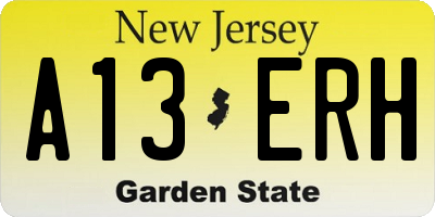 NJ license plate A13ERH