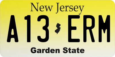 NJ license plate A13ERM