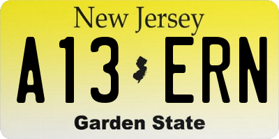 NJ license plate A13ERN