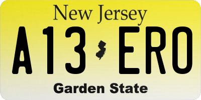 NJ license plate A13ERO