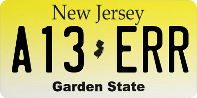 NJ license plate A13ERR