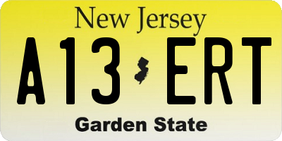 NJ license plate A13ERT