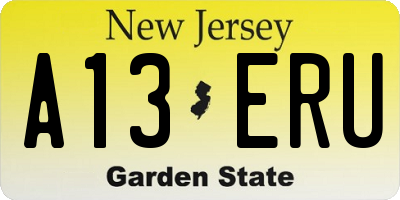 NJ license plate A13ERU
