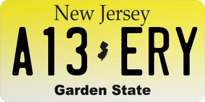 NJ license plate A13ERY