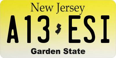 NJ license plate A13ESI
