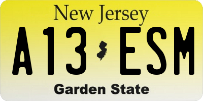 NJ license plate A13ESM