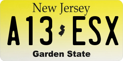 NJ license plate A13ESX