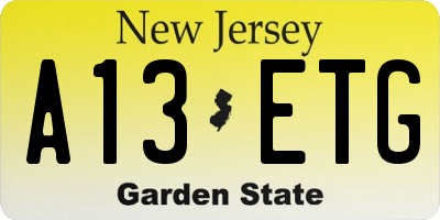 NJ license plate A13ETG