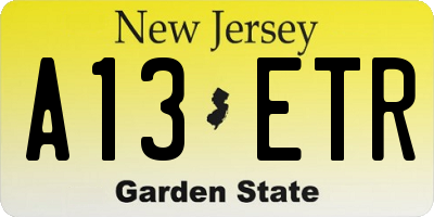 NJ license plate A13ETR