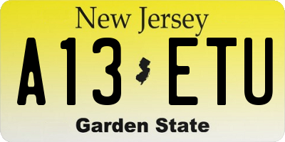NJ license plate A13ETU