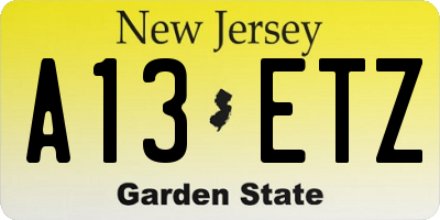 NJ license plate A13ETZ