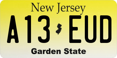 NJ license plate A13EUD