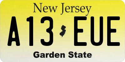NJ license plate A13EUE