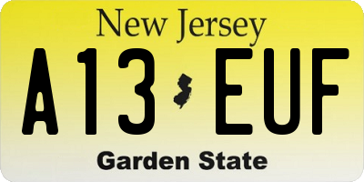 NJ license plate A13EUF