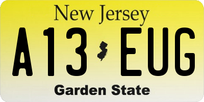 NJ license plate A13EUG