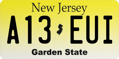 NJ license plate A13EUI