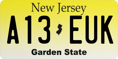NJ license plate A13EUK