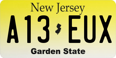 NJ license plate A13EUX