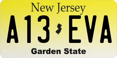 NJ license plate A13EVA