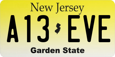 NJ license plate A13EVE