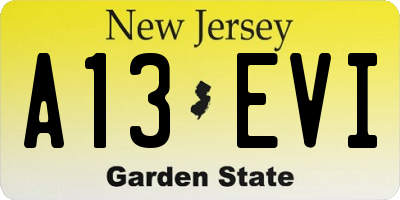 NJ license plate A13EVI