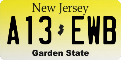 NJ license plate A13EWB
