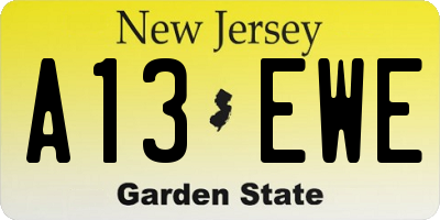 NJ license plate A13EWE