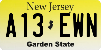 NJ license plate A13EWN