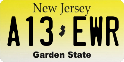 NJ license plate A13EWR