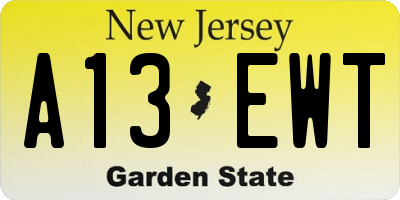 NJ license plate A13EWT