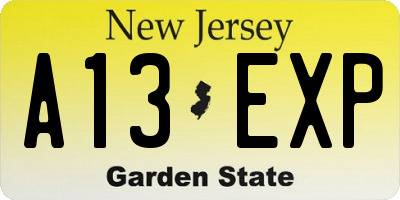 NJ license plate A13EXP