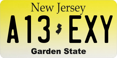 NJ license plate A13EXY