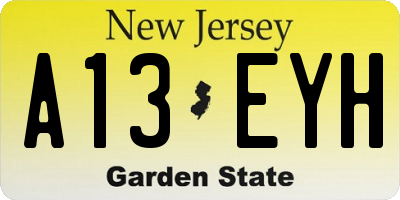 NJ license plate A13EYH