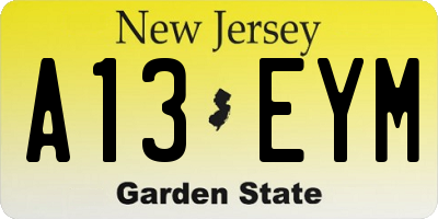 NJ license plate A13EYM