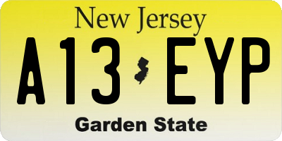 NJ license plate A13EYP