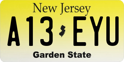NJ license plate A13EYU