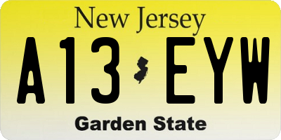 NJ license plate A13EYW