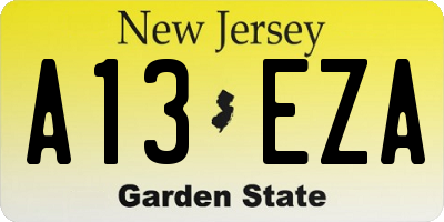 NJ license plate A13EZA